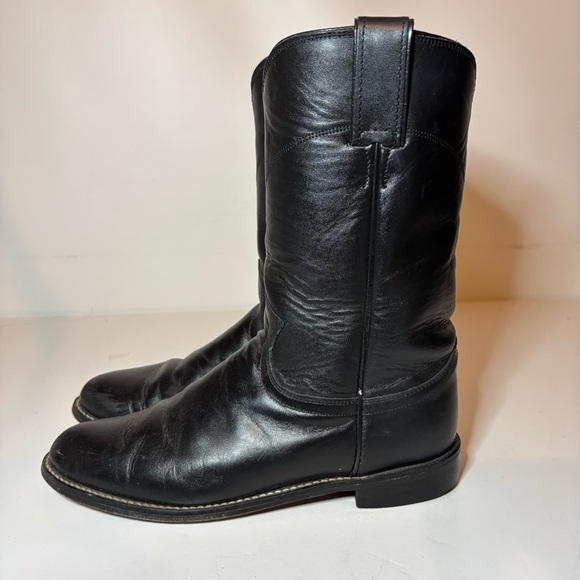 Justin Boots Cora Round Toe Cowboy Women Black Boots Sz 6.5 C Made USA L3703 - Picture 2 of 11